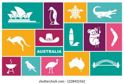 Traditional symbols of Australian culture and nature