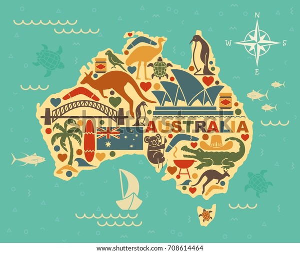 Traditional Symbols Australian Culture Nature Form Stock Vector ...