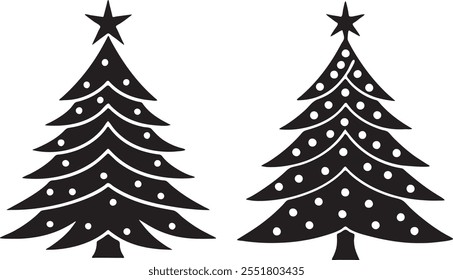 traditional symbols christmas tree silhouette vector illustration