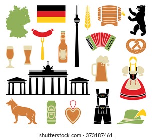 Traditional symbols of culture, architecture and cuisine of Germany