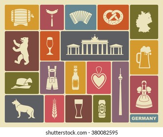 Traditional symbols of culture, architecture and cuisine of Germany