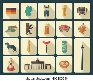 Traditional symbols of culture, architecture and cuisine of Germany