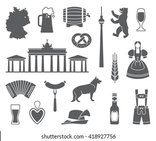 Traditional symbols of culture, architecture and cuisine of Germany