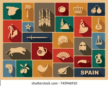 Traditional symbols of culture and sights of Spain