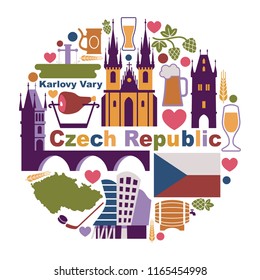 Traditional symbols of the Czech Republic in the form of a circle