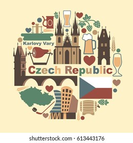 Traditional symbols of the Czech Republic in the form of a circle