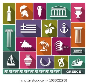 Traditional symbols of Greece. Vector flat illustration
