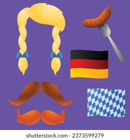 Traditional symbols of Oktoberfest. Collection for German national costumes. Can be used for topics like Bavarian culture, celebration, country