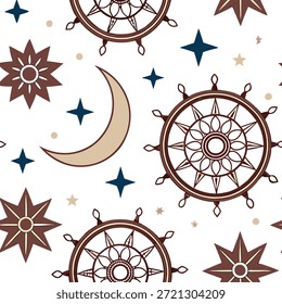 Traditional symbols seamless pattern with celestial motifs and rich color tones for a spiritual ethnic design concept as Celestial motifs with traditional symbols and rich tones create a spiritual cultural ethnic design in Photo Stock Concept and empty space on the left side,no text --ar 7:2 --tile