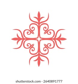Traditional Symmetrical Turkic Ornament Vector. Ethnic Kazakh Kyrgyz Decorative Motif for Folk and Cultural Design Projects.