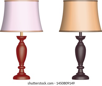 Traditional table lamp. 3D effect. Vector illustration