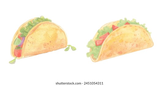 traditional taco watercolor vector illustration 