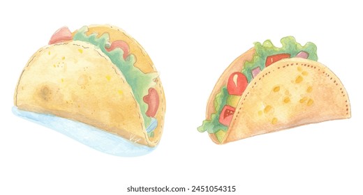traditional taco watercolor vector illustration
