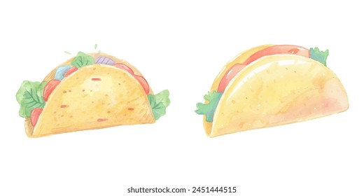 traditional taco watercolor vector illustration 