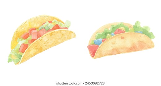 traditional taco watercolor vector illustration 