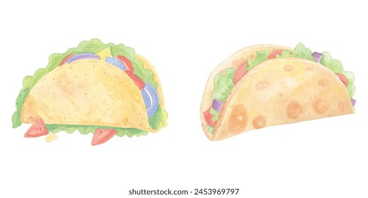 traditional taco watercolor vector illustration 