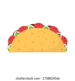 traditional tacos with meat and vegetable isolated on white background, mexican food, vector illustration