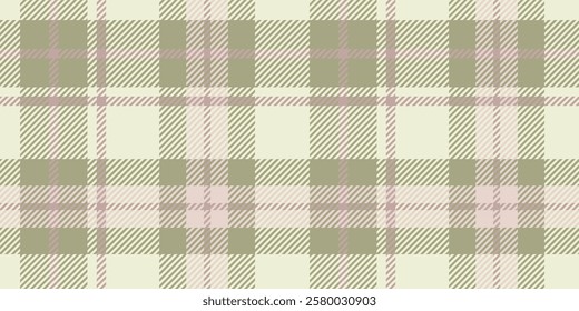 A traditional tartan pattern in soft beige, light pink, and olive green, with intersecting lines and squares for a seamless design.