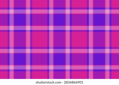 A traditional tartan plaid pattern with a balanced check structure and pink and violet tones. The seamless textile background recreates a woven fabric look with a natural decorative character.