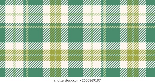 A traditional tartan plaid pattern with rich green and white tones accented by subtle yellow highlights in a crisscrossed geometric design