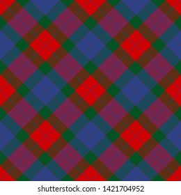 The Traditional Tartan of the Scottish Clan Mar. Seamless pattern for fabric, kilts, skirts, plaids. Diagonal cell