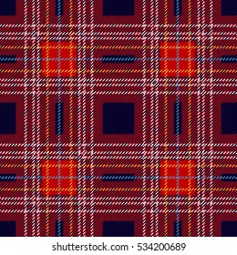 Traditional tartan. Seamless Scottish plaid checkered vector pattern. Retro textile collection. Red, purple.
