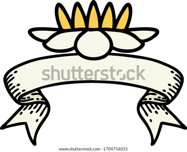 Traditional Tattoo Banner Lily Pad Flower Stock Vector Royalty Free