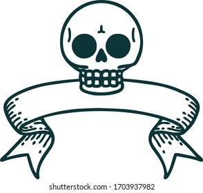 tatuagem tradicional com bandeira de um crânio