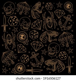 colección tradicional de tatuajes, vector EPS 10