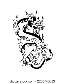 Traditional tattoo dragon, dragon tattoo, american traditional, old school flash, Japanese ink, Japanese style, free vector