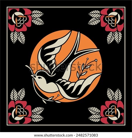 Traditional tattoo flash design, available for personal or commercial use.