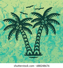 Traditional tattoo flash palms, Vector illustration on grunge texture background
