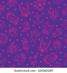 traditional tattoo flash seamless doodle pattern
