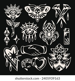 Diseño vectorial de flash de tatuaje tradicional