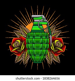 traditional tattoo grenades, vector EPS 10