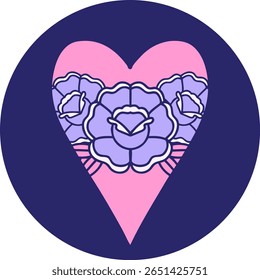 coração de tatuagem tradicional na cor neon brilhante