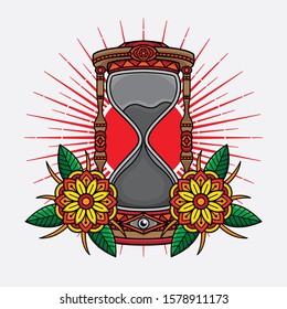 traditional tattoo hourglass design  vector EPS 10