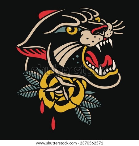 Traditional tattoo panther vector design