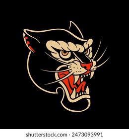 traditional tattoo, panther tattoo, vintage tattoo design element, old school tattoo