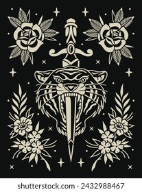 Traditional tattoo pattern vector design