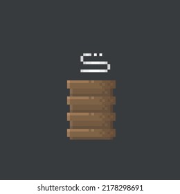 traditional tea cup in pixel art style