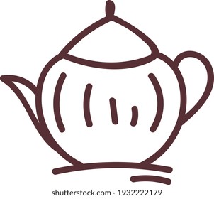 Traditional tea pot, illustration, vector on white background.
