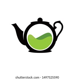 Traditional tea pot logo vector