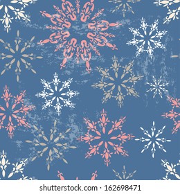 Traditional tender snowflakes seamless pattern in elegant fresh tones. Winter holidays endless background