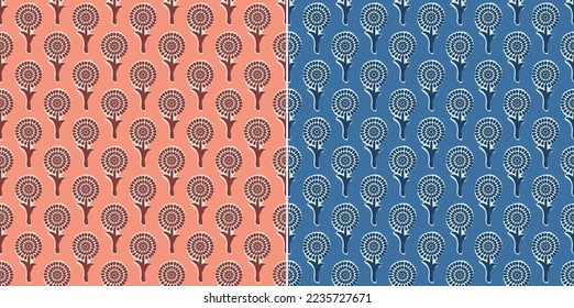 Traditional textile block print pattern. ajrakh design pattern. batik design. EPS file format.