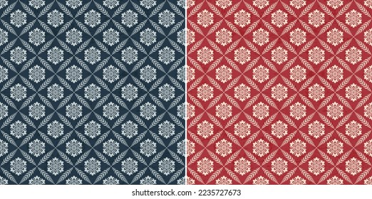 Traditional textile block print pattern. ajrakh design pattern. batik design. EPS file format.