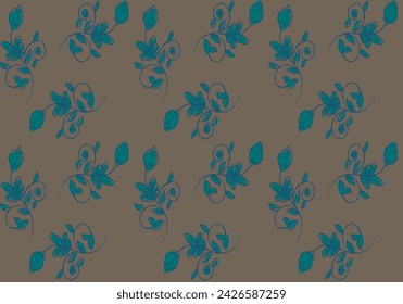 Traditional textile block print pattern. botanical design pattern. batik design. EPS file format.
