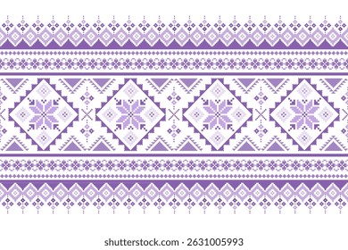 Padrão de pixel geométrico tradicional de inspiração têxtil em tons de lavanda