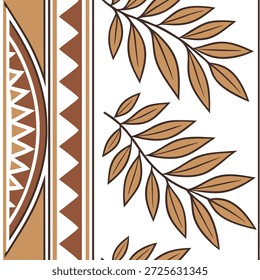 Têxteis tradicionais padrão sem costura com motivos tribais abstratos e cores terrosas para um conceito estético tribal moderno como motivos tribais abstratos e tons de terra em têxteis tradicionais ideal para um design tribal moderno em Photo Stock Concept e espaço vazio no lado esquerdo, sem texto —ar 7:2 —tile