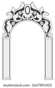 Traditional Thai arch decoration vector. Floral design. Vintage arch.